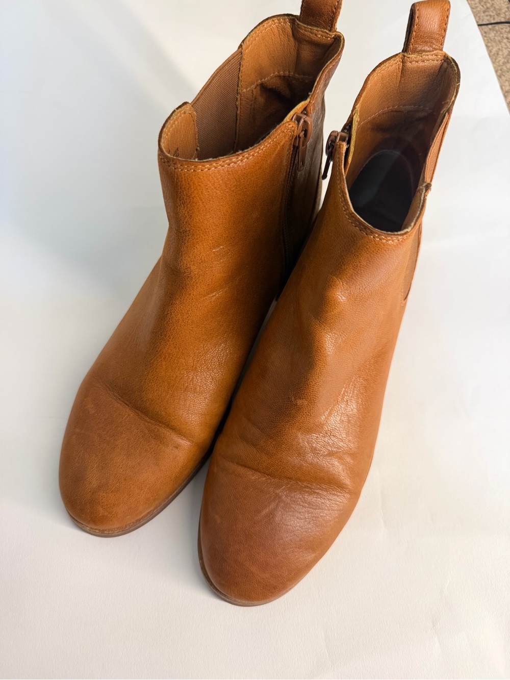 Lucky Brand Cognac Leather Ankle Booties